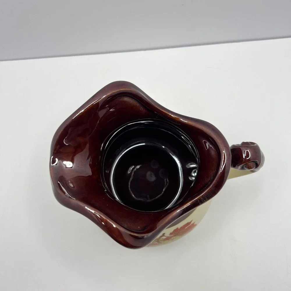 McCoy Grapes Pitcher 7515 Brown Cream Retro USA Vintage Pottery Jug Farmhouse